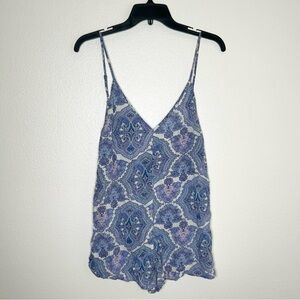 Victorias Secret Womens Blue & White Paisley V-Neck Strappy Romper Size S